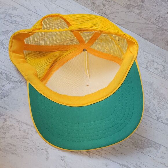 Vintage Gibson's Mesh Trucker Hat Cap Yellow White Snapback - Picture 8 of 9